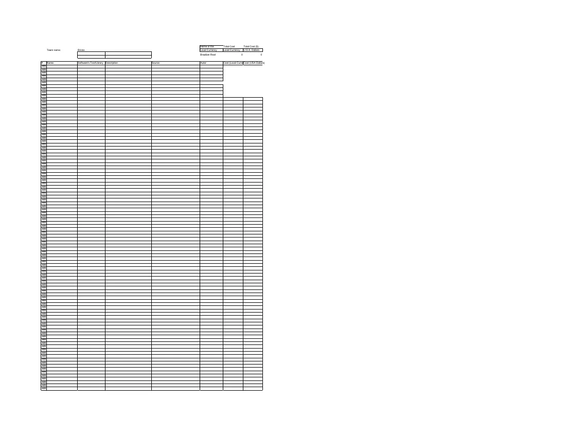 Bricks — Bill of materials, page 5 of 5
