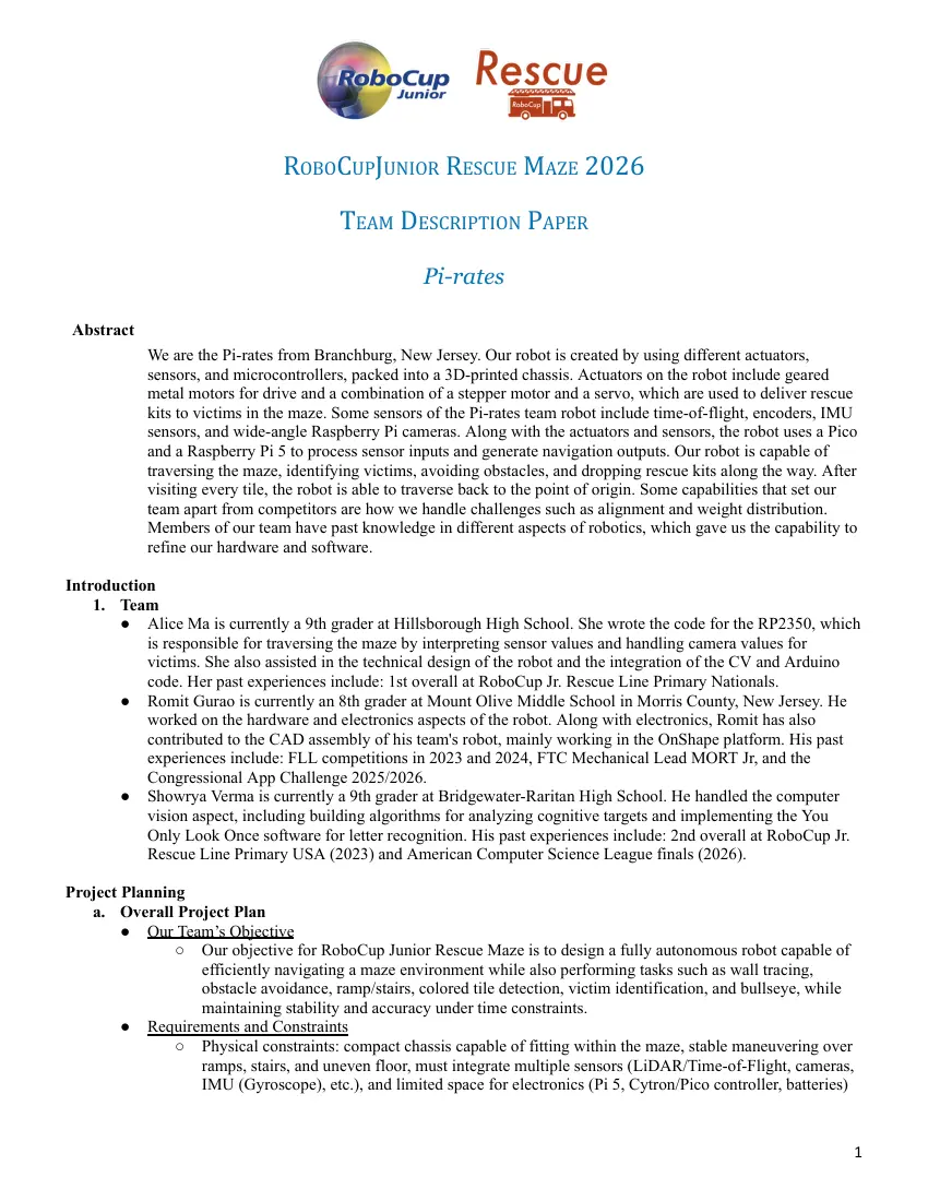 Pi-rates — Team description paper, page 1 of 10