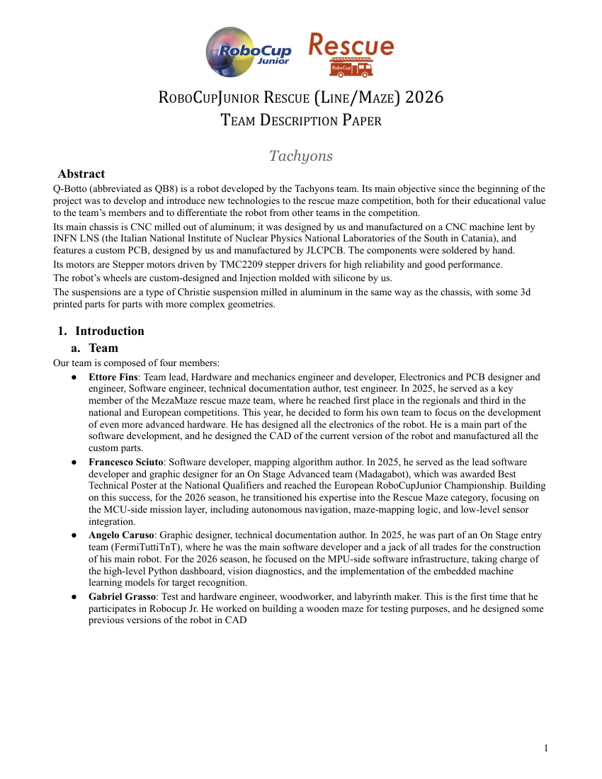 Tachyons — Team description paper, page 1 of 10