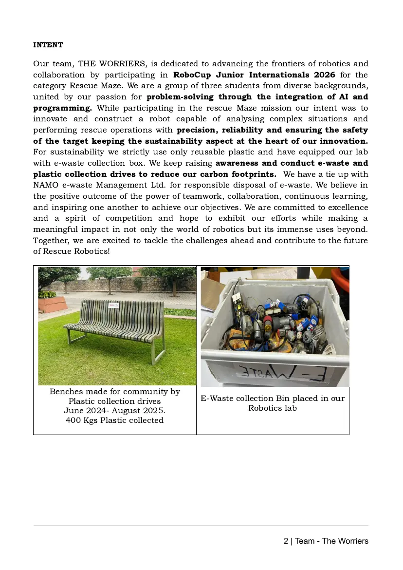 The Worriers — Team description paper, page 2 of 16