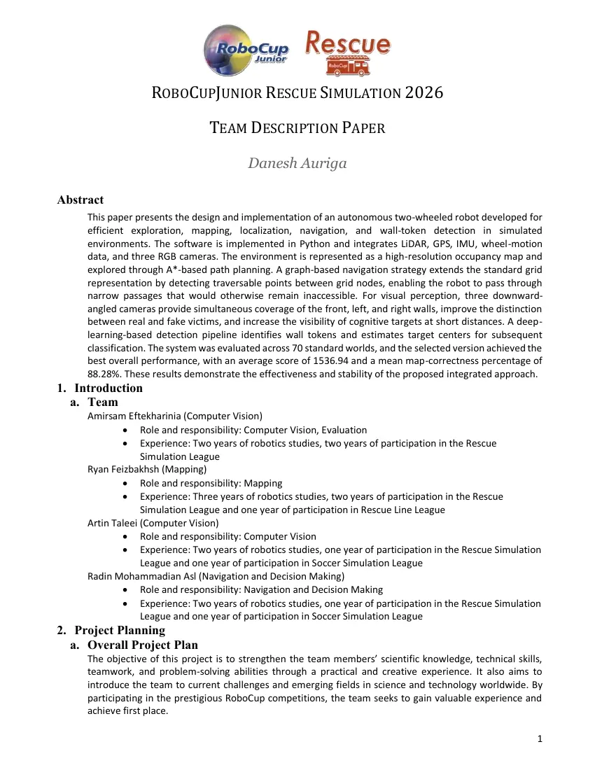 Danesh Auriga — Team description paper, page 1 of 10